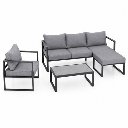 Salon de jardin d'angle 5 places en aluminium anthracite